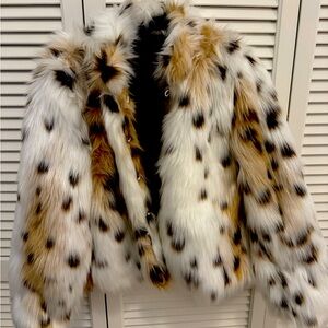 Leopard Faux Fur Coat-  Size Small